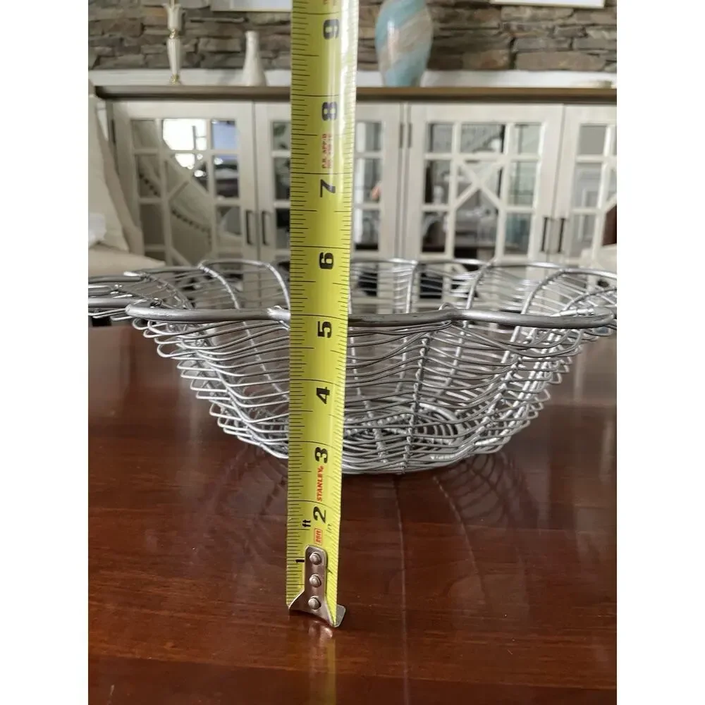 Crate & Barrel Bread Basket Flower Shaped Wire 16 Inch